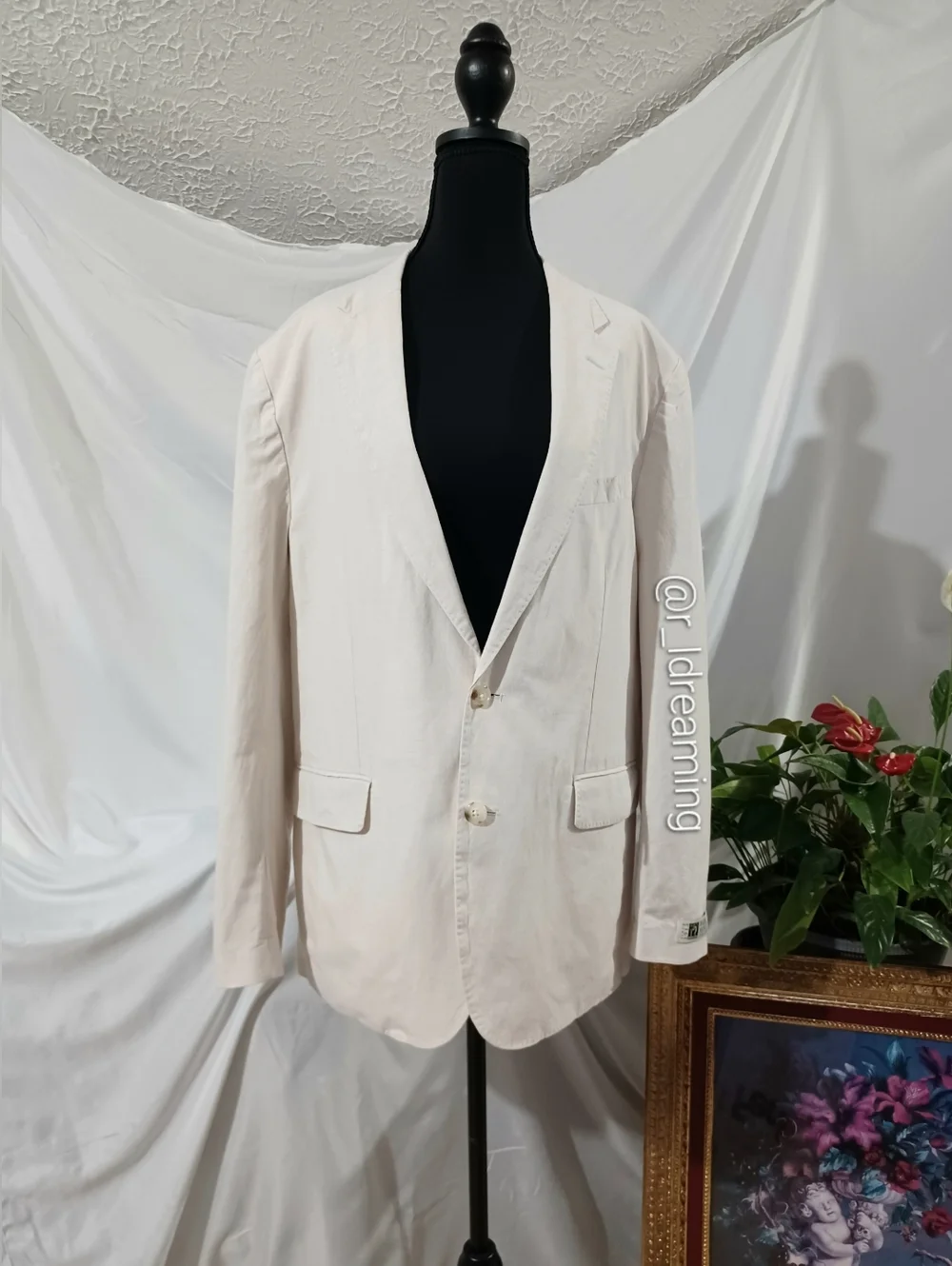 J.Crew Cream Irish Cotton-Linen Blend Ludlow Unstructured Suit Jacket  Size 42R